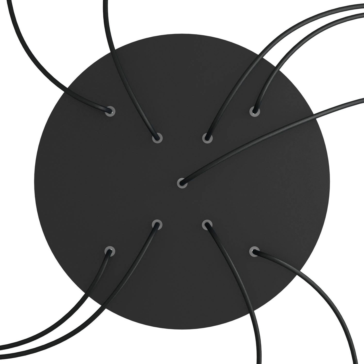 Rosone XXL Rose-One rotondo, diametro 400 mm con 9 fori a X e 4 fori laterali - Nero opaco Bianco