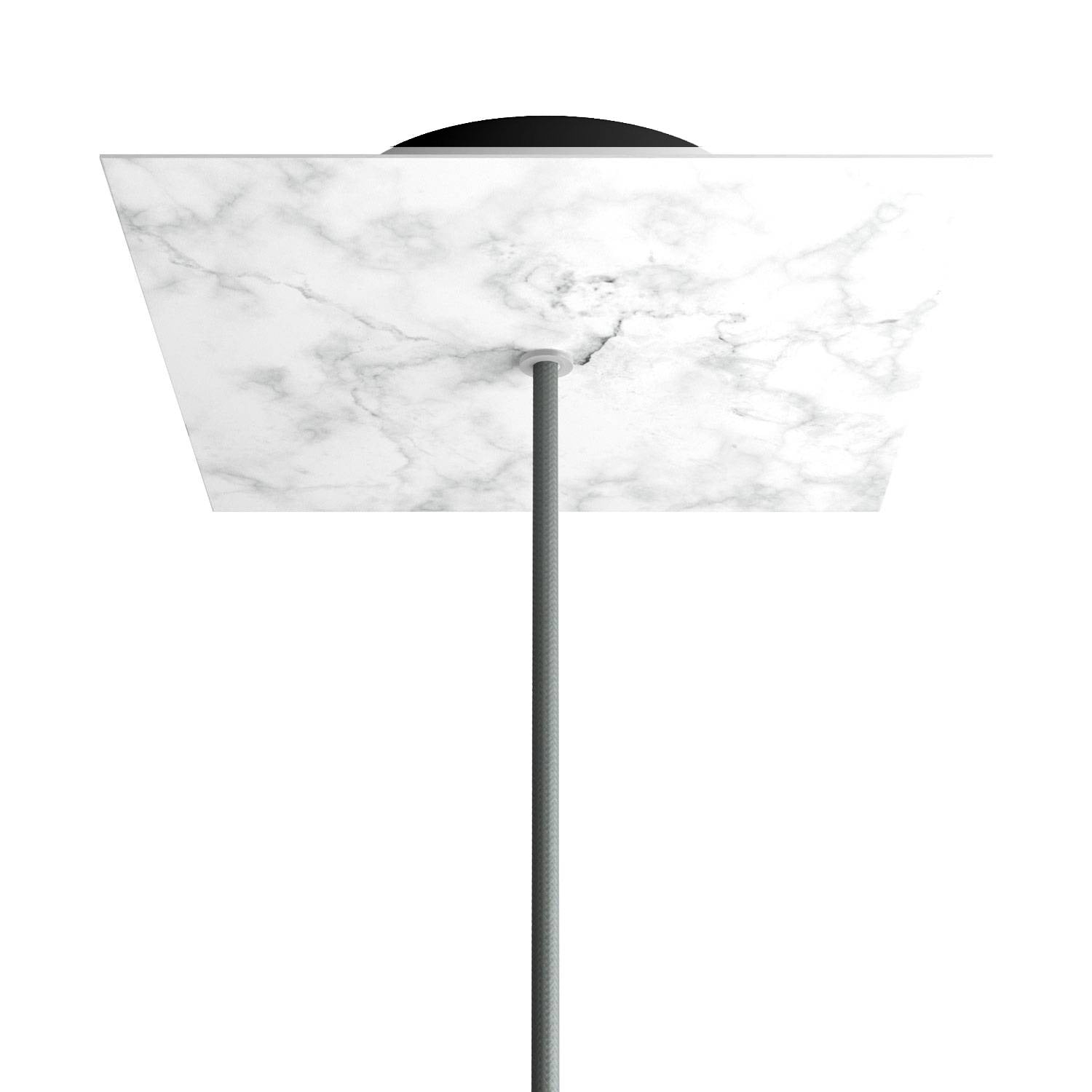 Rosone Rose-One quadrato, 200 mm con 1 foro e 4 fori laterali - Marmo Carrara Nero