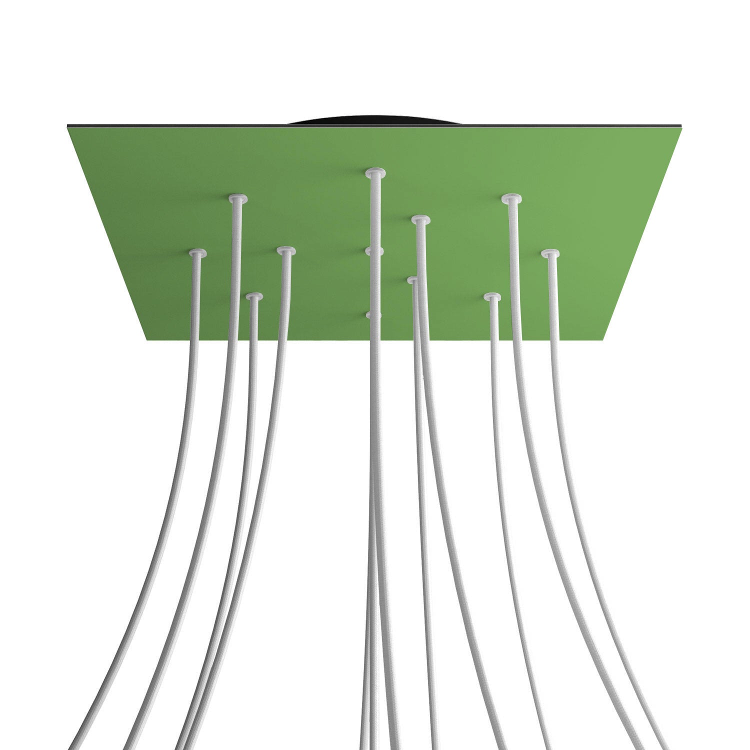 Rosone XXL Rose-One quadrato, 400 mm con 12 fori e 4 fori laterali - Verde prato Nero