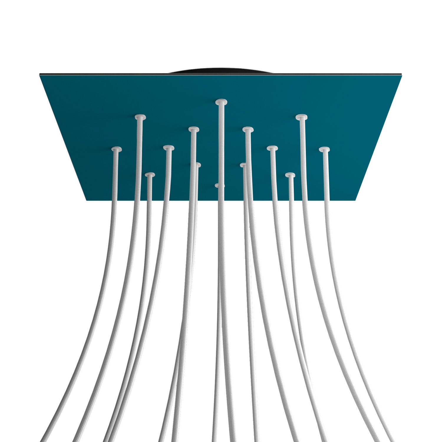 Rosone XXL Rose-One quadrato, 400 mm con 14 fori e 4 fori laterali - Petrolio Nero