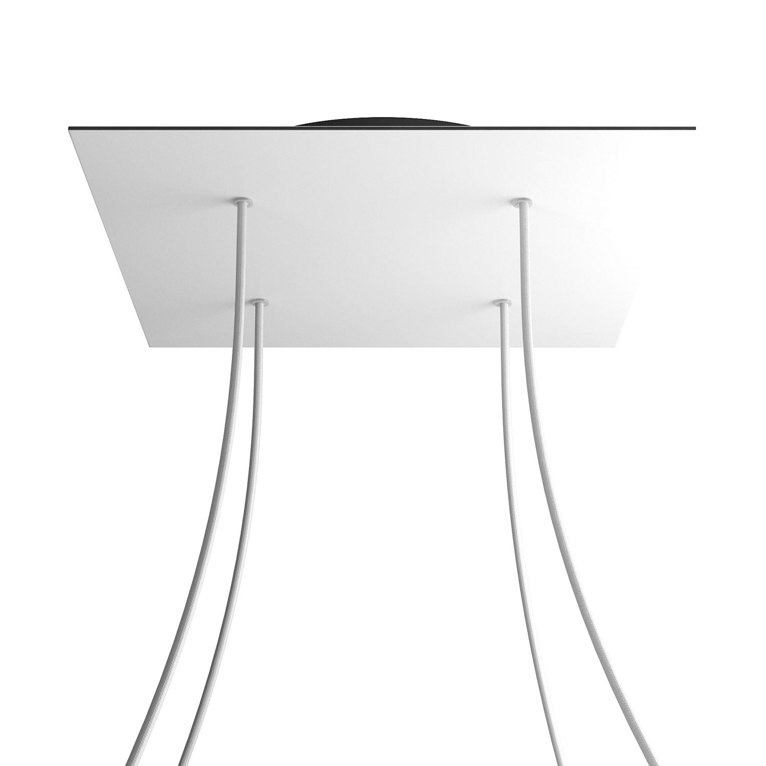 Rosone XXL Rose-One quadrato, 400 mm con 4 fori e 4 fori laterali - Bianco opaco Nero