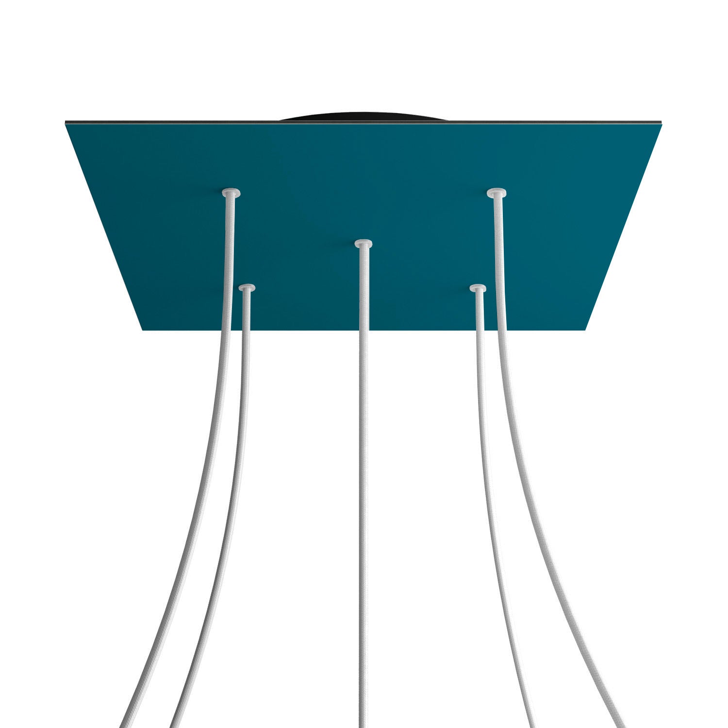 Rosone XXL Rose-One quadrato, 400 mm con 5 fori e 4 fori laterali - Petrolio Nero