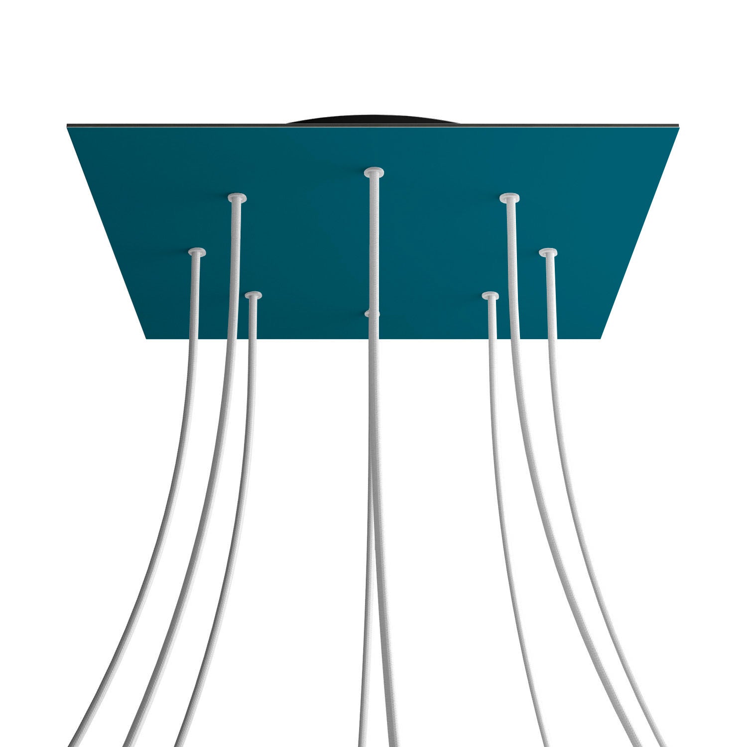 Rosone XXL Rose-One quadrato, 400 mm con 8 fori e 4 fori laterali - Petrolio Nero