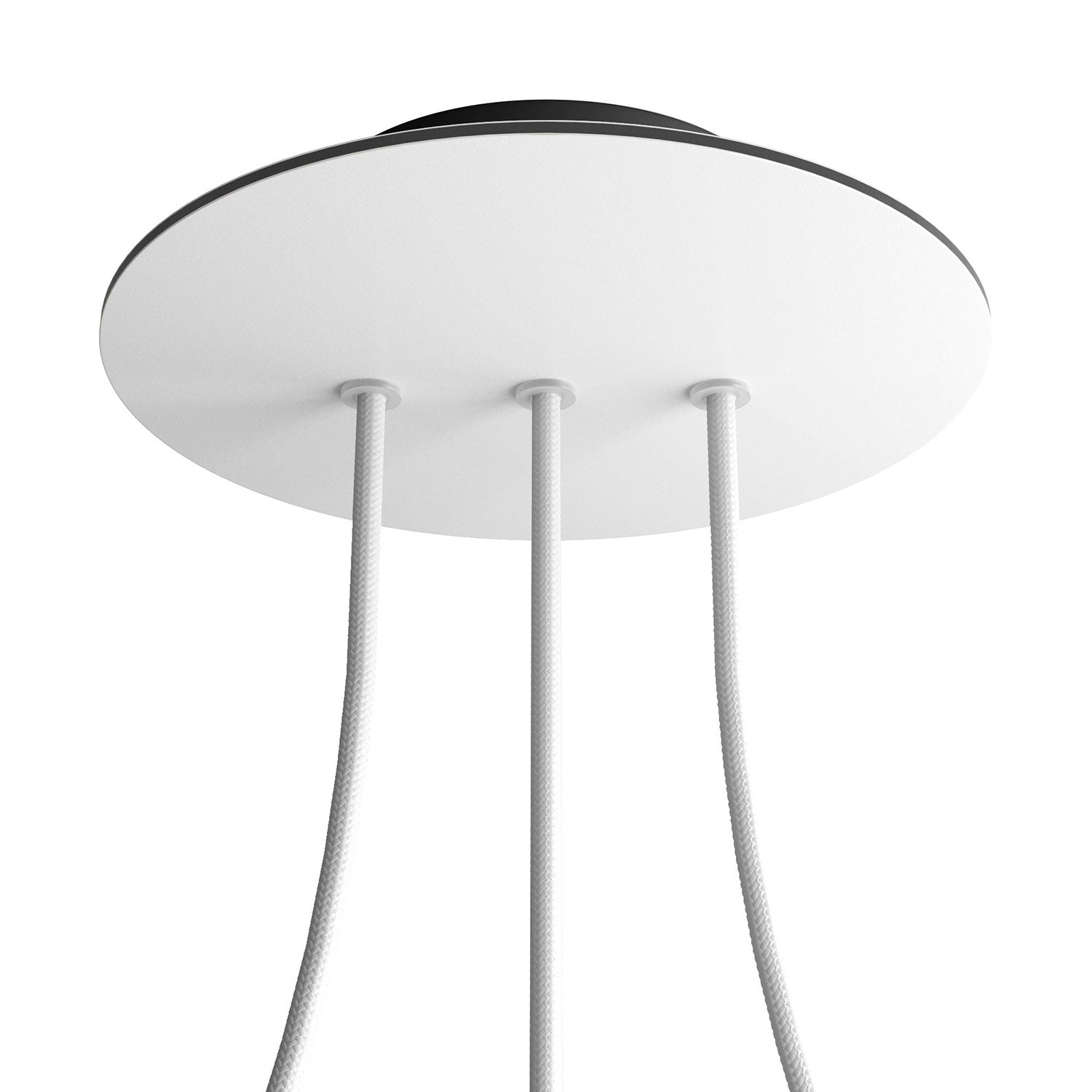 Rosone Rose-One rotondo, diametro 200 mm con 3 fori in linea e 4 fori laterali - Bianco opaco Nero