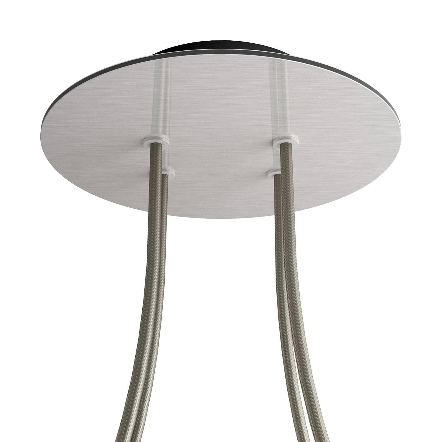 Rosone Rose-One rotondo, diametro 200 mm con 4 fori e 4 fori laterali - Dibond Acciaio satinato Nero