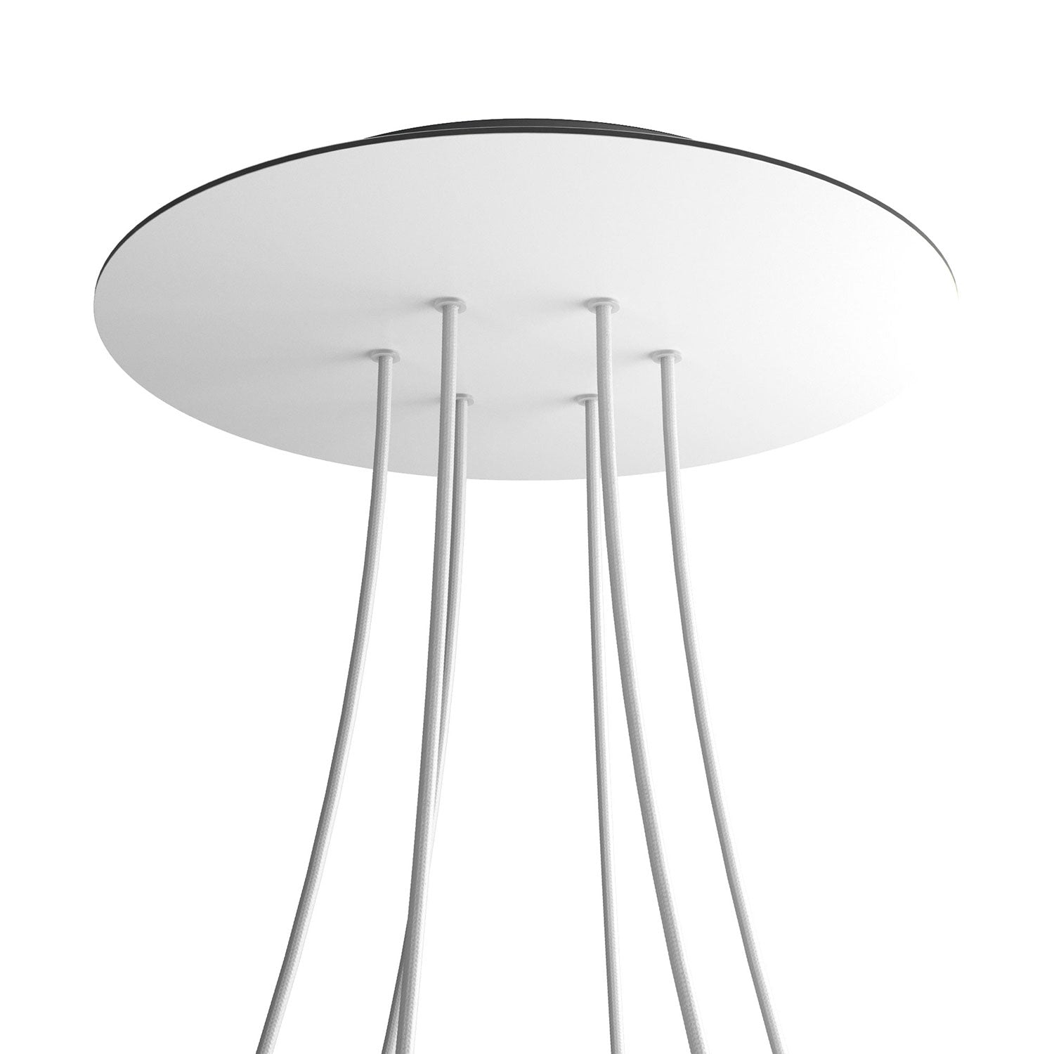 Rosone XXL Rose-One rotondo, diametro 400 mm con 6 fori e 4 fori laterali - Bianco opaco Nero