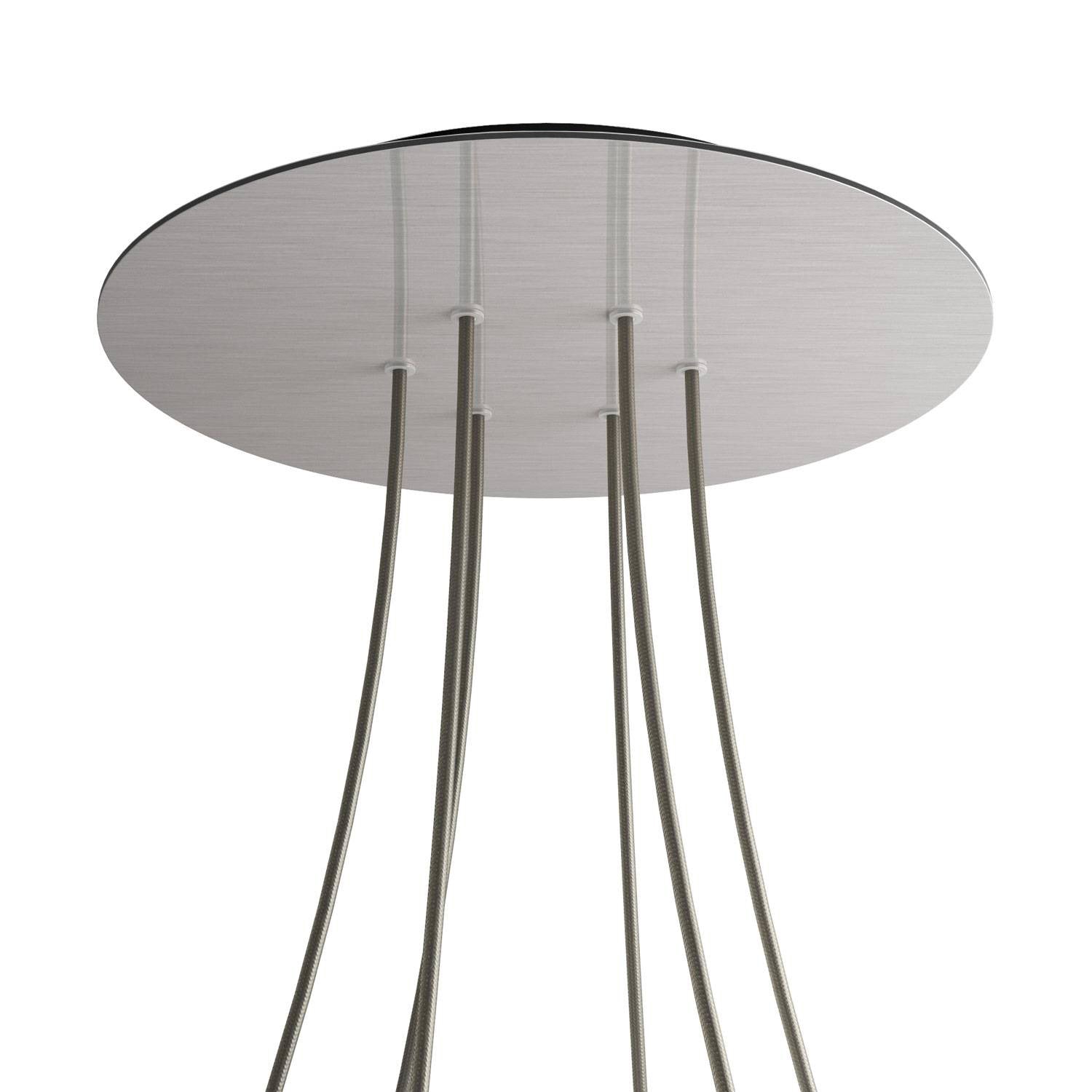 Rosone XXL Rose-One rotondo, diametro 400 mm con 6 fori e 4 fori laterali - Dibond Acciaio satinato Nero