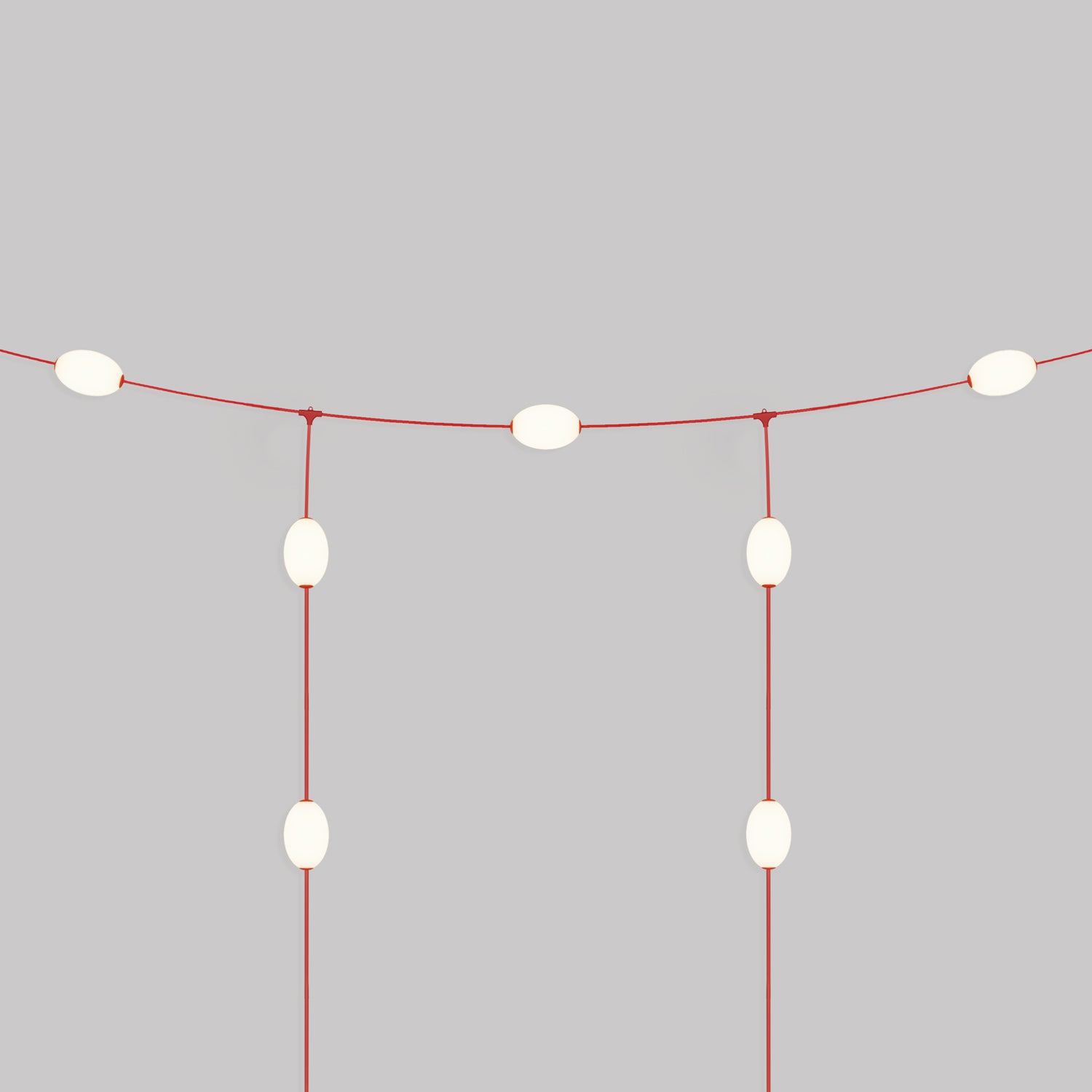 Catena luminosa reticolare 7 punti luce da esterno IP67 Rosso stella marina - Marina GRID