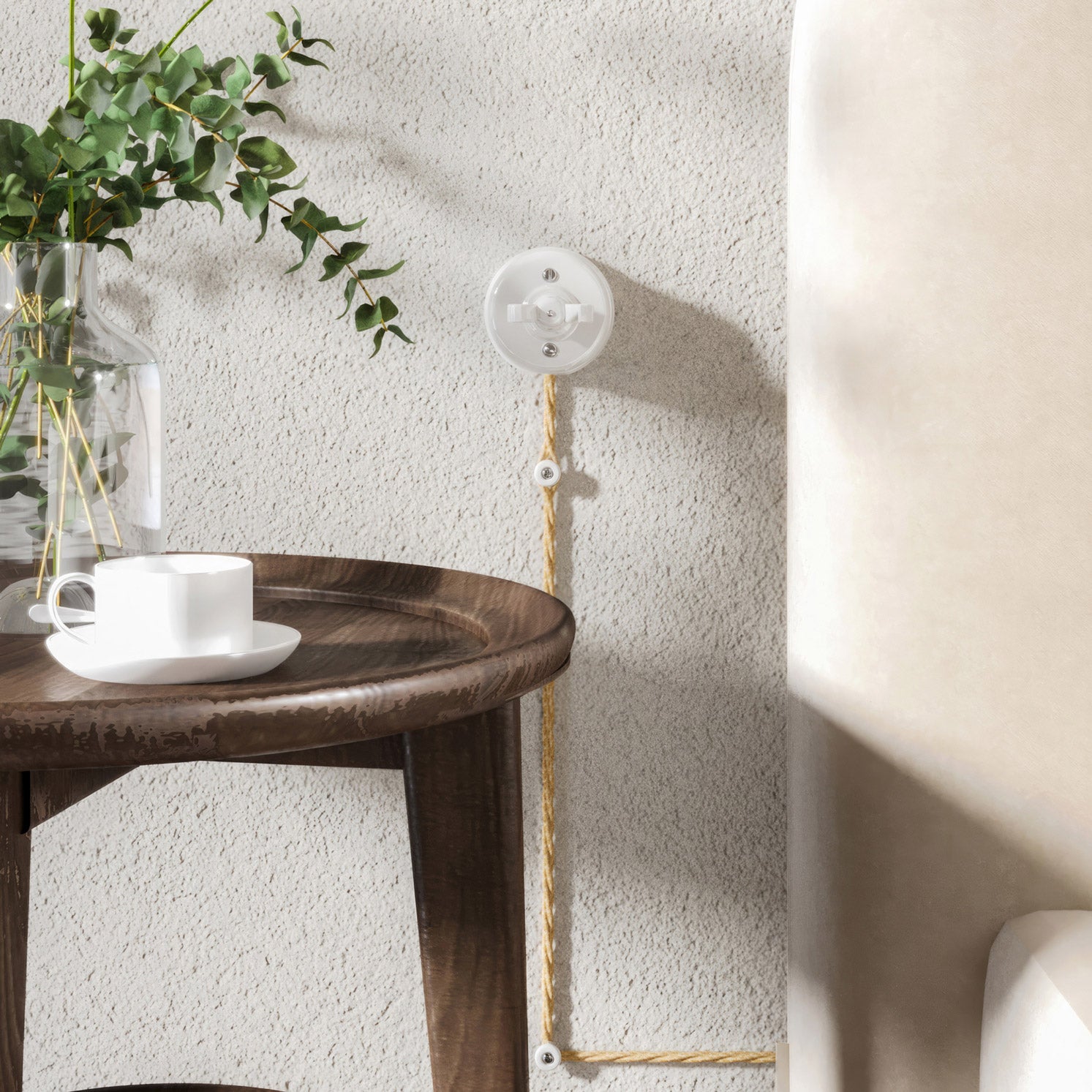 Interruttore/Deviatore in porcellana bianco con dado a farfalla Bianco