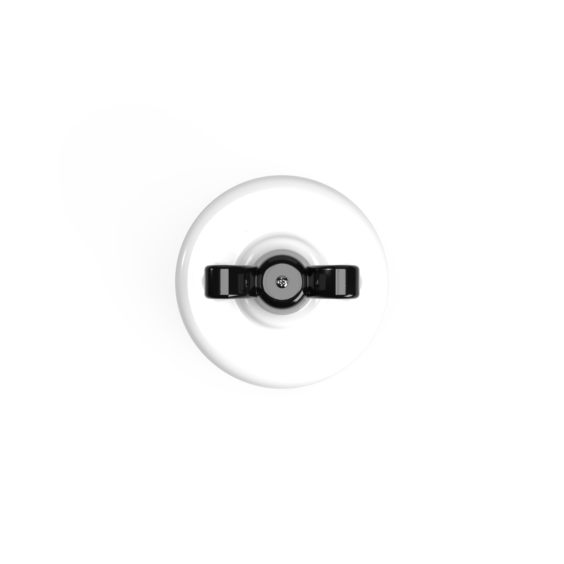 Interruttore/Deviatore in porcellana bianco con dado a farfalla Nero