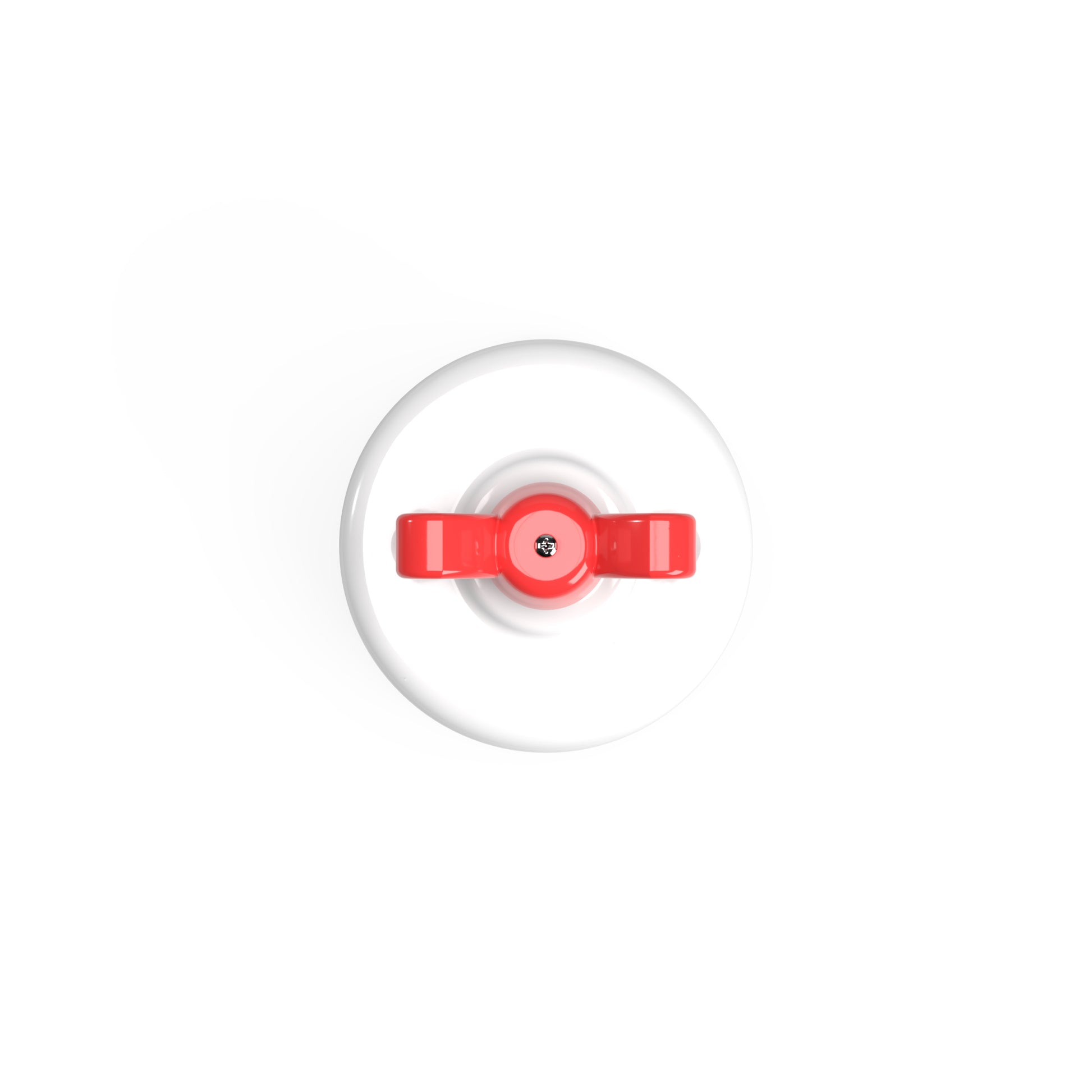 Interruttore/Deviatore in porcellana bianco con dado a farfalla Rosso