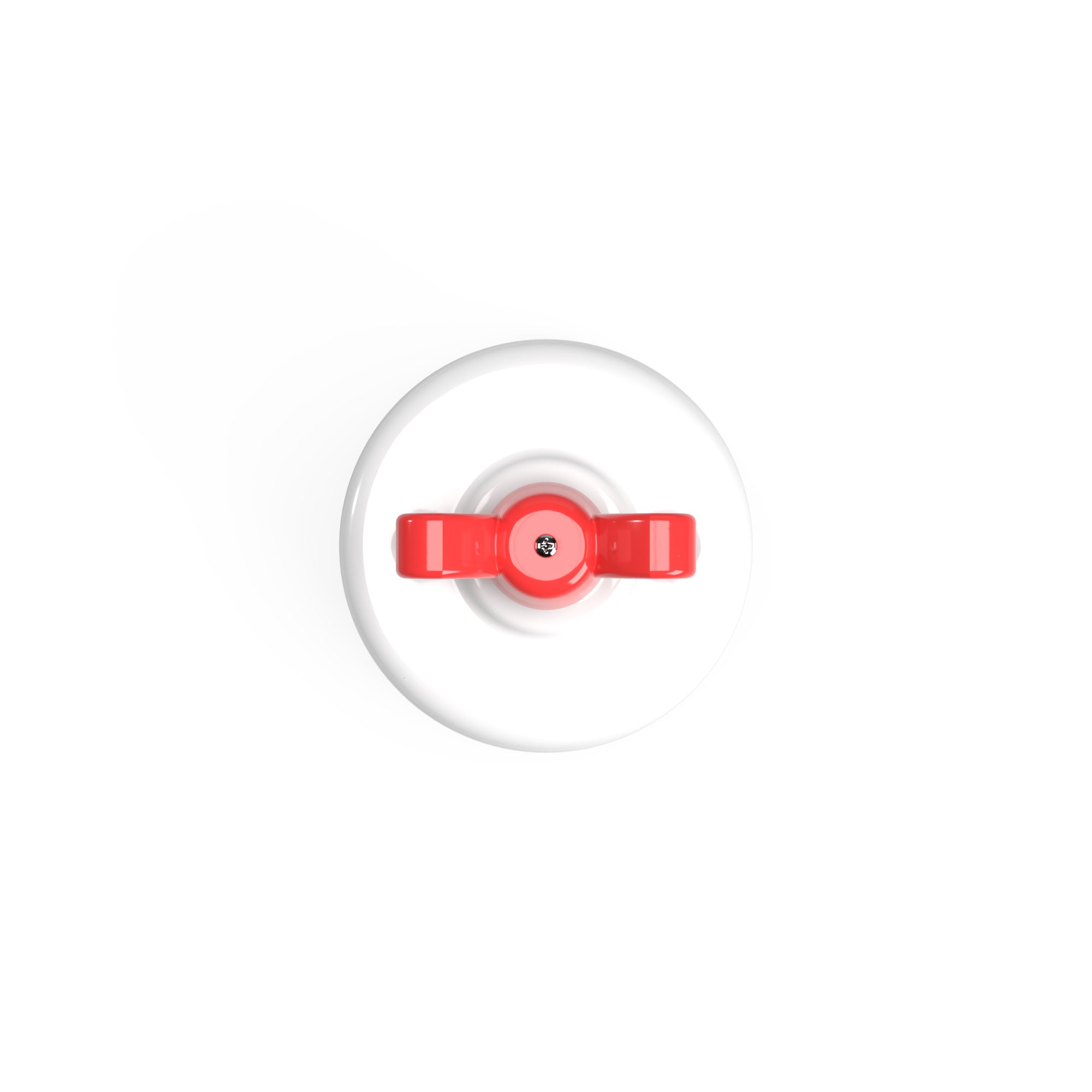 Interruttore/Deviatore in porcellana bianco con dado a farfalla Rosso