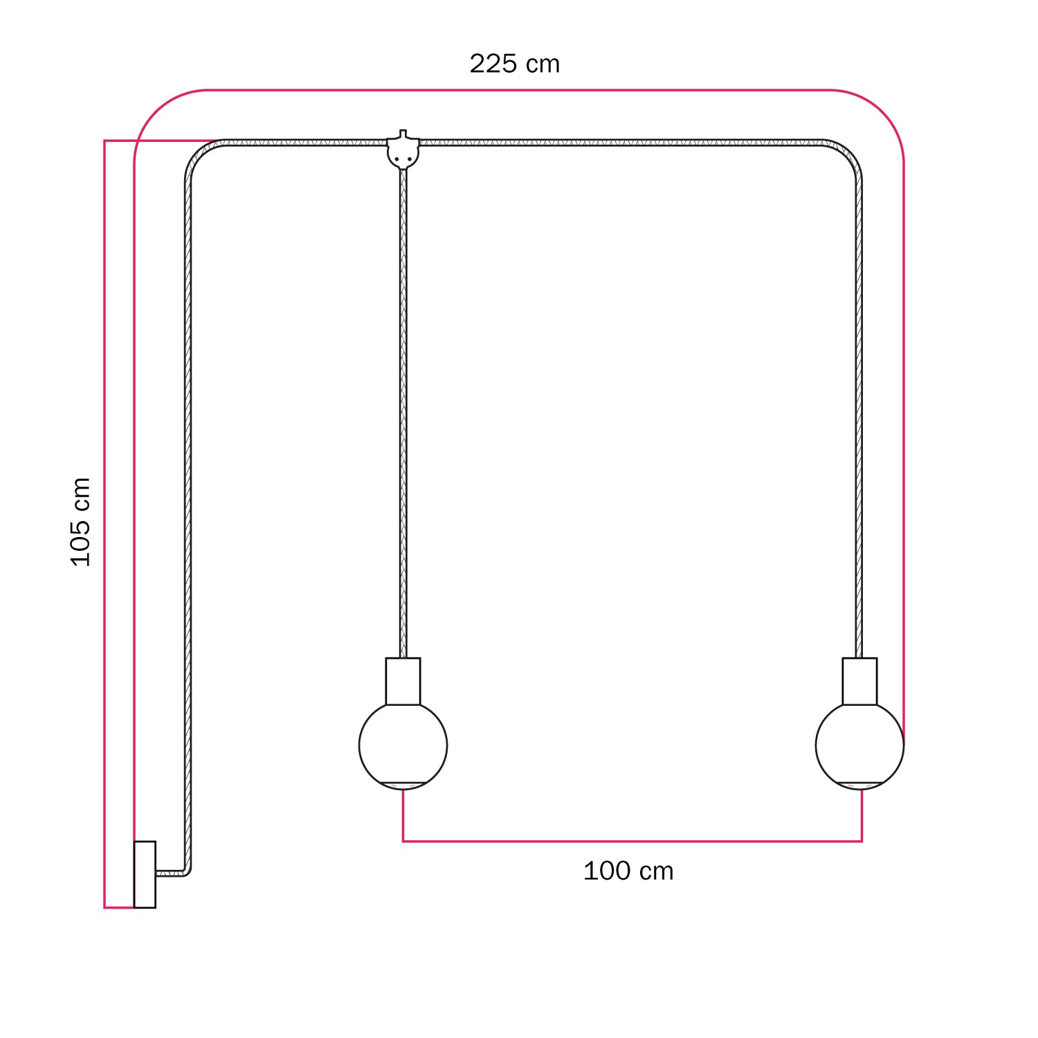 Lampada a sospensione da esterno Modulair IP65 a 2 cadute con paralumi infrangibili Unbreak-a-Ball - Bianco