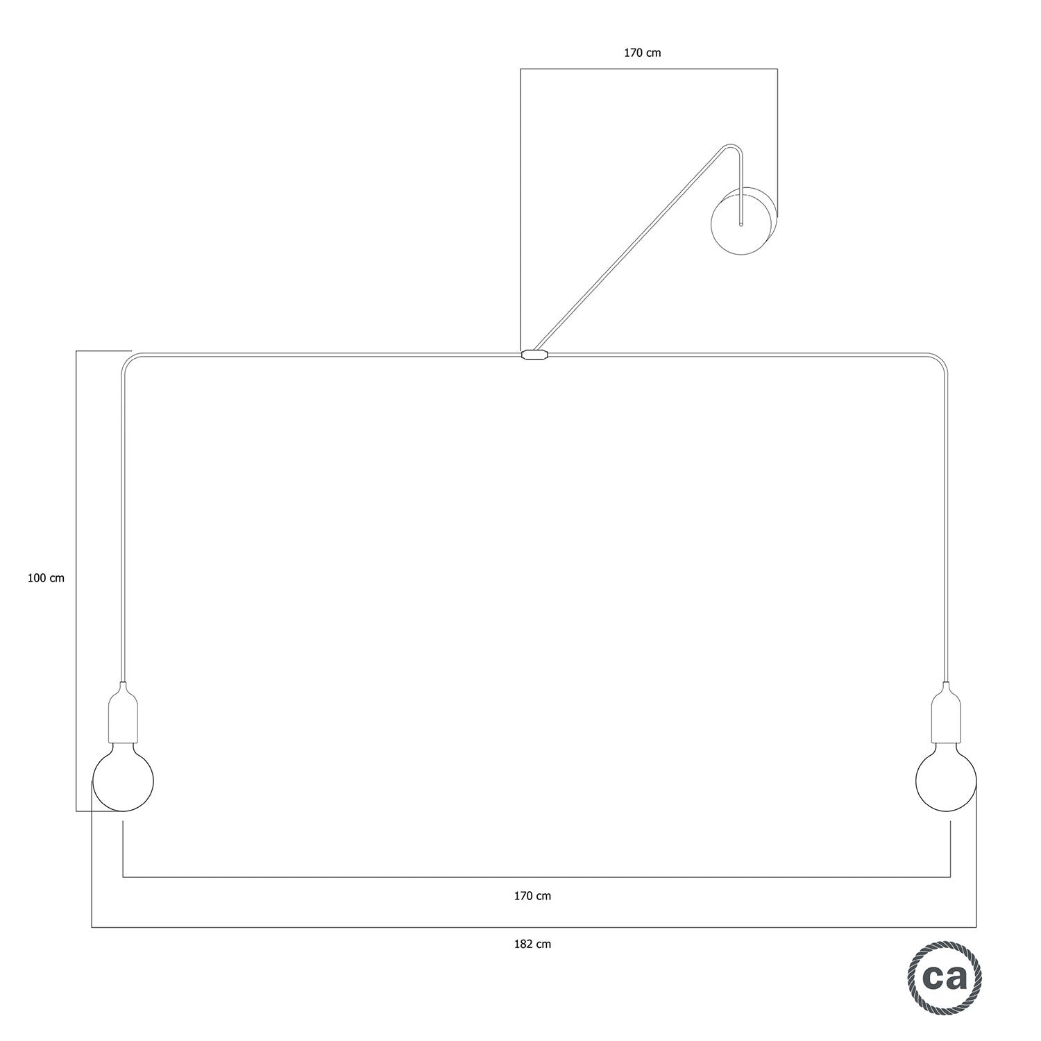 T-Snake Modulair Lampada da esterno IP65 a 2 luci con rosone - Nero