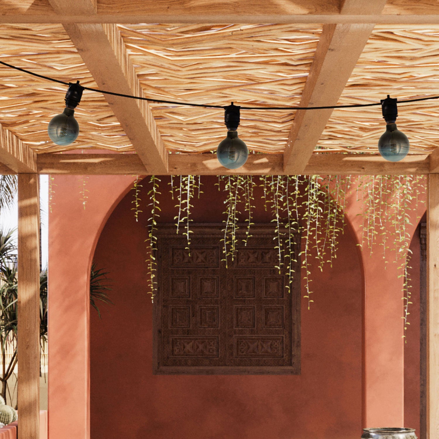 Catenaria Modulair da esterno IP65 con 3 luci e rosone - Nero