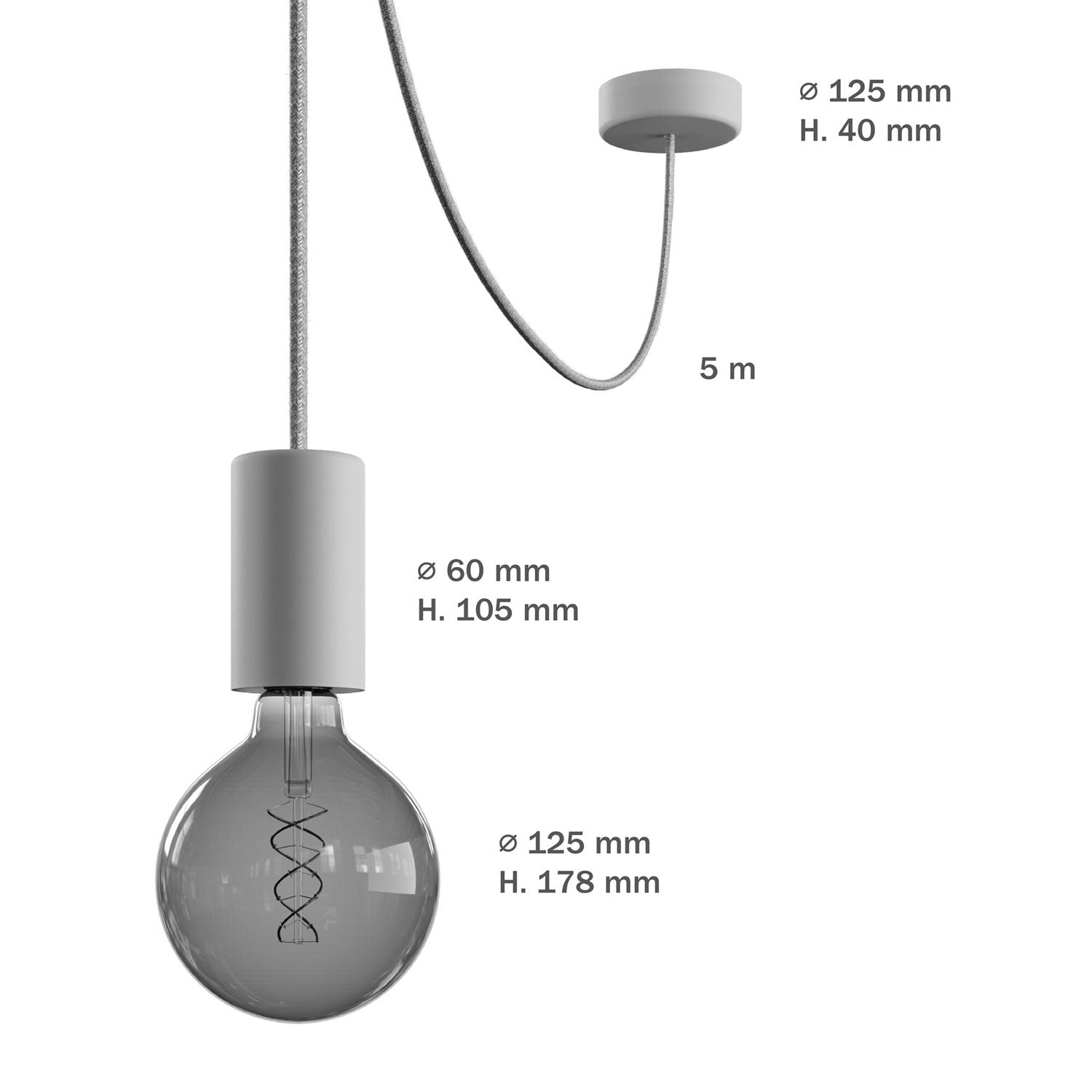 Modulair ELEGANT Lampada da esterno con 5 m cavo tessile, decentatore, rosone e portalampada IP65 waterproof - Petrolio