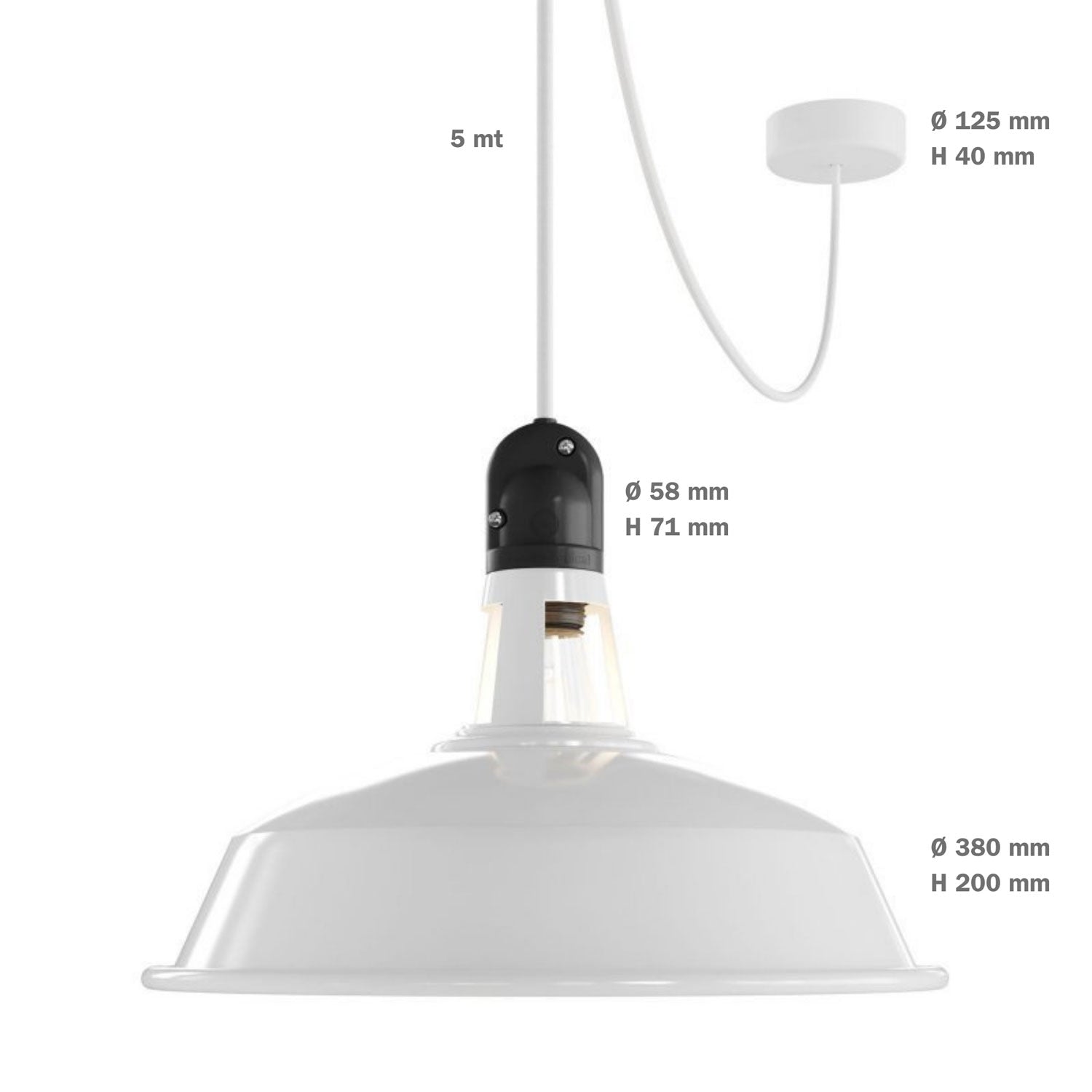 Modulair ELEGANT Lampada per esterni con paralume, 5 m cavo, rosone in silicone e portalampada IP65 waterproof - Verde