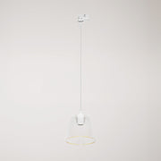 Lampada a sospensione con lampadina Ghost a cono trasparente per binari - Bianco