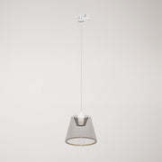 Sospensione per binari con lampadina Ghost a cono smoky - Bianco