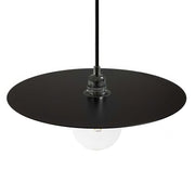 Lampada a sospensione completa di cavo tessile, paralume oversize Ellepi e finiture in metallo - Nero
