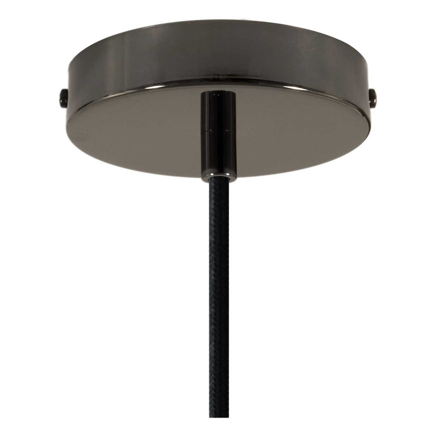 Lampada a sospensione completa di cavo tessile, paralume oversize Ellepi e finiture in metallo - Nero