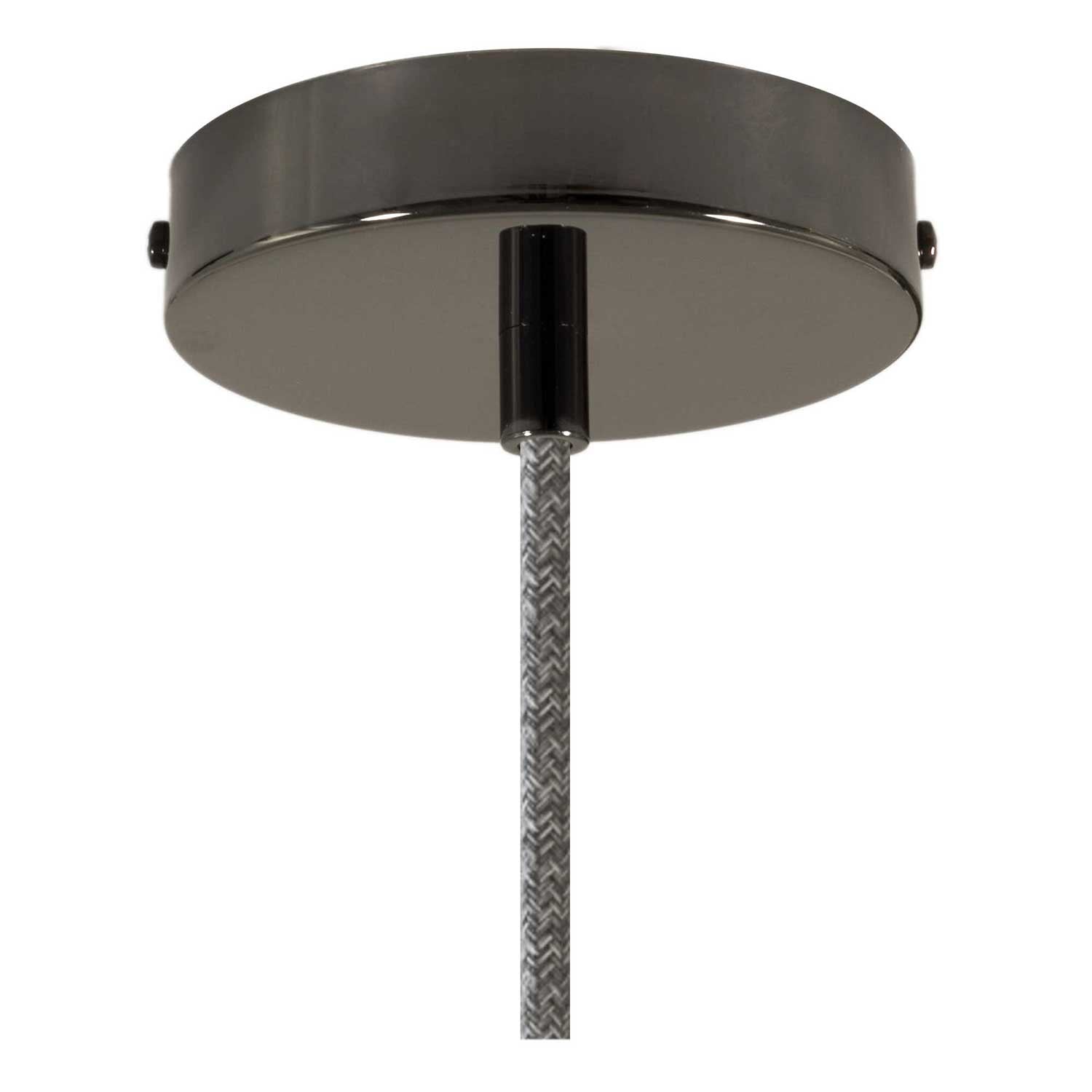 Lampada a sospensione completa di cavo tessile, paralume in ceramica Industriale e finiture in metallo - Effetto cemento