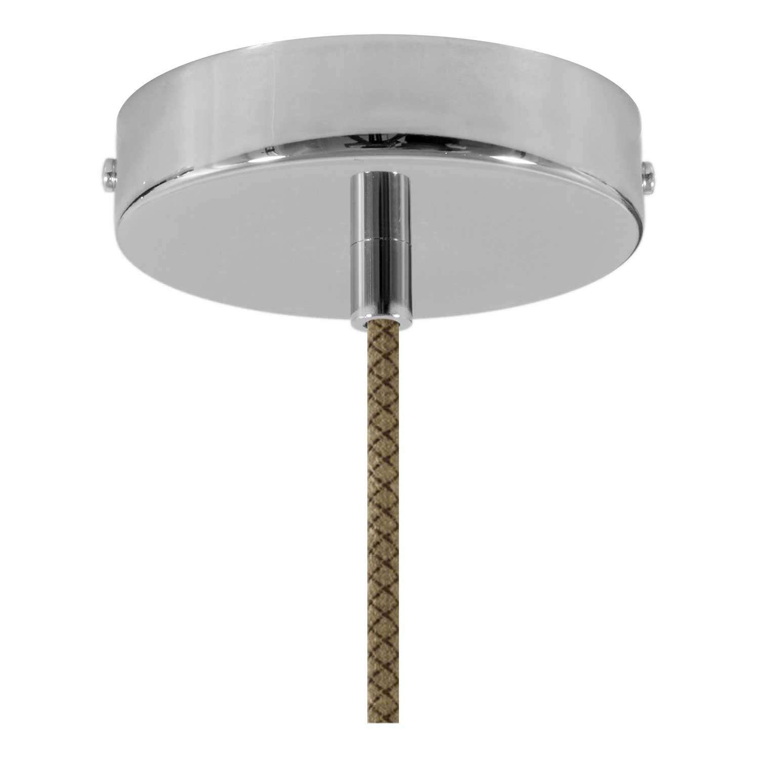 Lampada a sospensione completa di cavo tessile, paralume Coppa in ceramica e finiture in metallo - Tortora striato