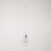 Sospensione con paralume a gabbia Drop per binari - Bianco