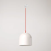 Sospensione per binari con paralume Campana M in ceramica - Bianco lucido