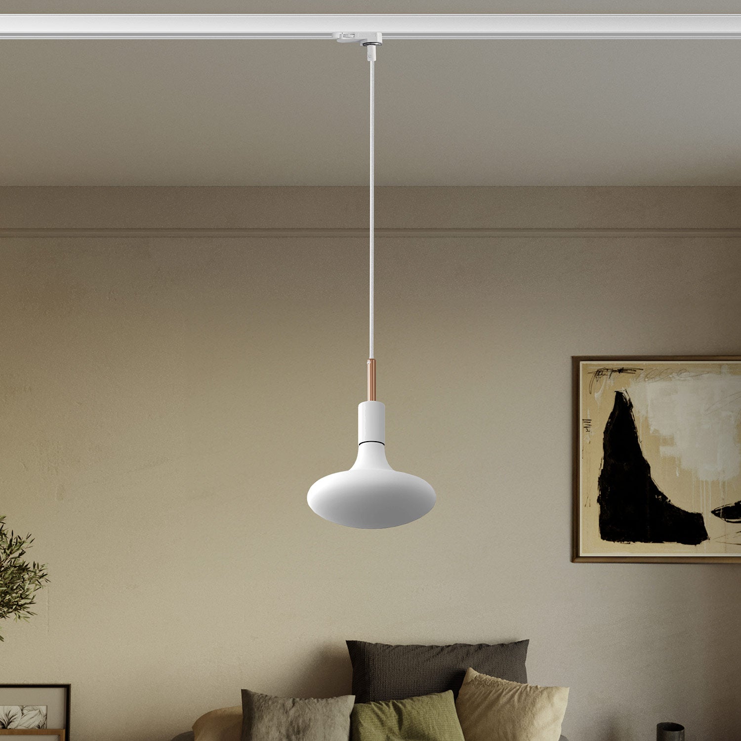 Lampada a sospensione per binario con serracavo da 7cm - Bianco