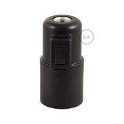 Kit portalampada E27 in termoplastica con interruttore - Nero
