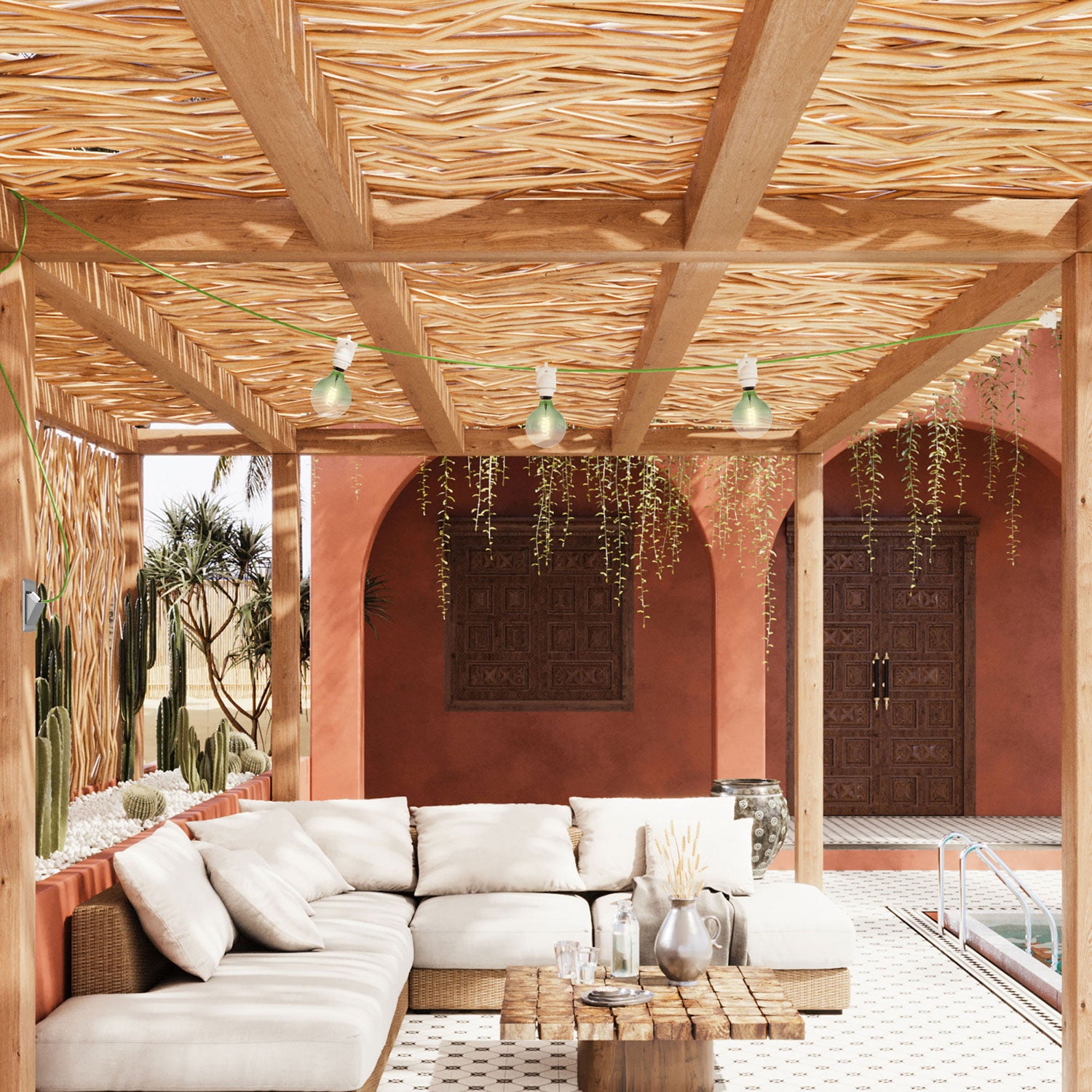 Catenaria Modulair da esterno IP65 portatile con 3 luci e spina UK - Bianco