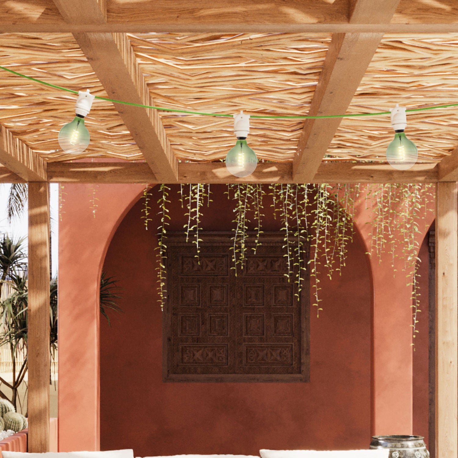 Catenaria Modulair da esterno IP65 portatile con 3 luci e spina UK - Bianco