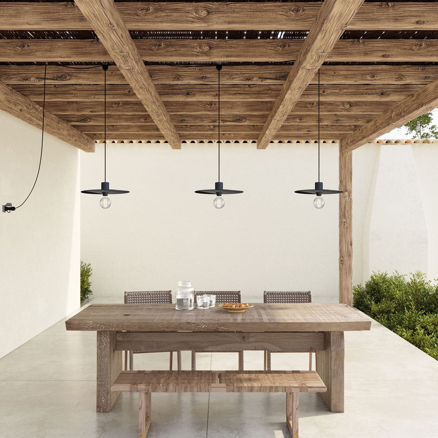 E-Snake Modulair Lampada da esterno IP65 portatile a 3 luci con paralumi - Nero