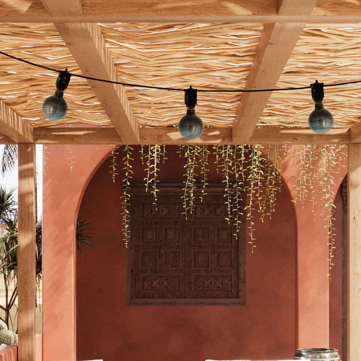 Catenaria Modulair da esterno IP65 portatile con 3 luci - Nero