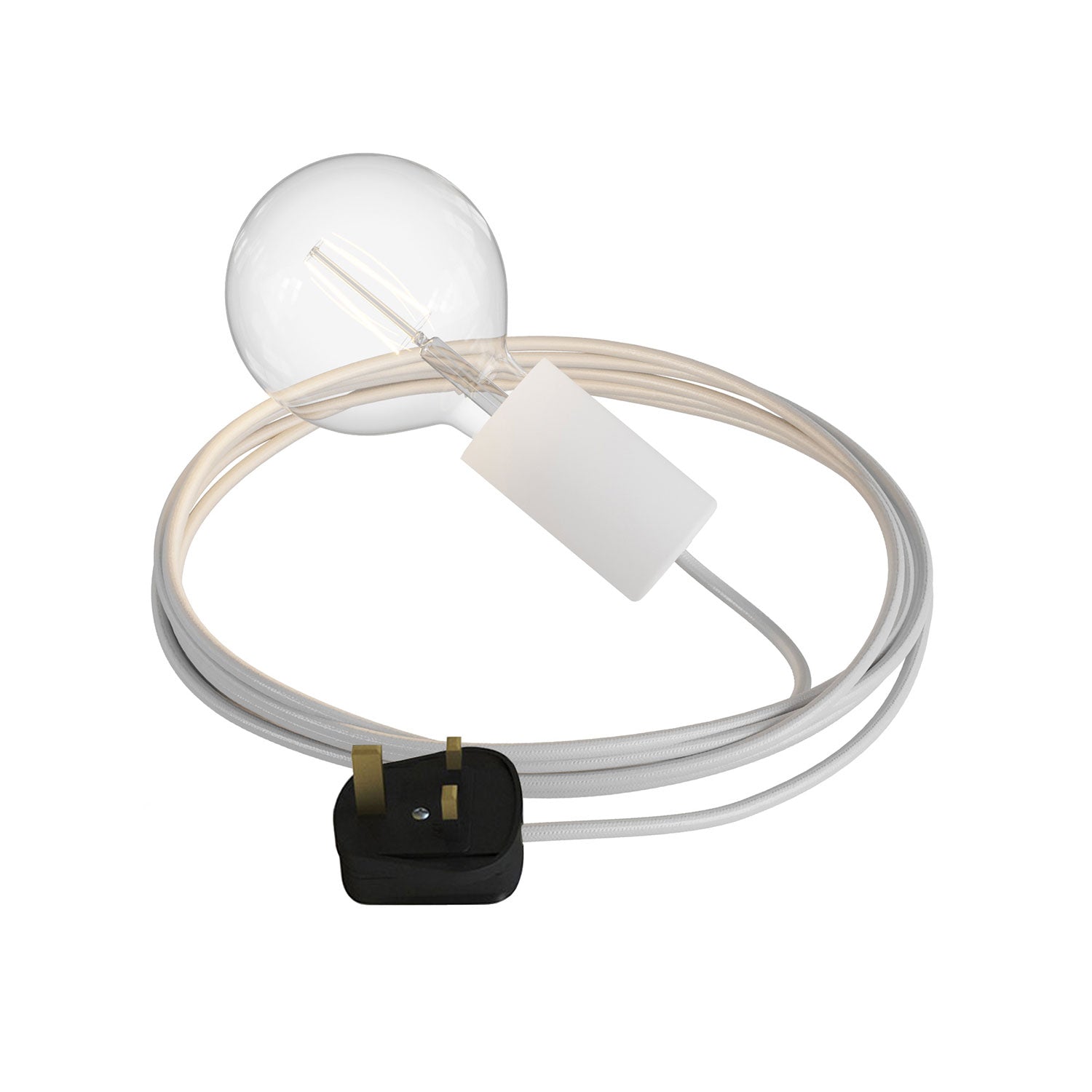 Snake Modulair Elegant, lampada portatile per esterni, 5 m cavo tessile, portalampada IP65 e spina UK - Bianco