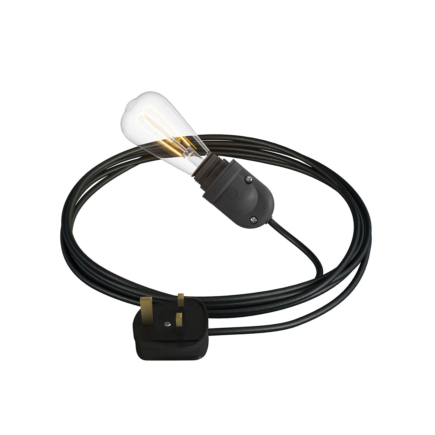 Snake Modulair, lampada portatile per esterni, 5 m cavo tessile, portalampada IP65 e spina UK - Nero