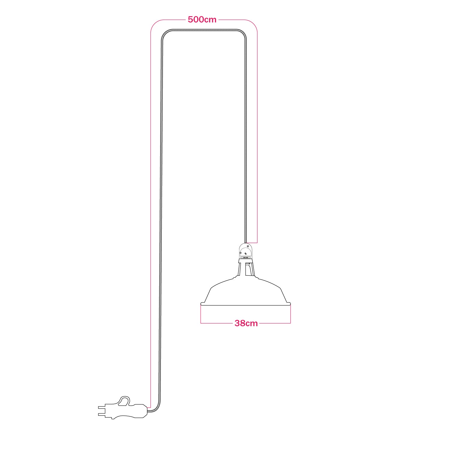 Lampada portatile da esterno Snake con paralume Harbour, 5 m cavo tessile, portalampada IP65 waterproof - Nero