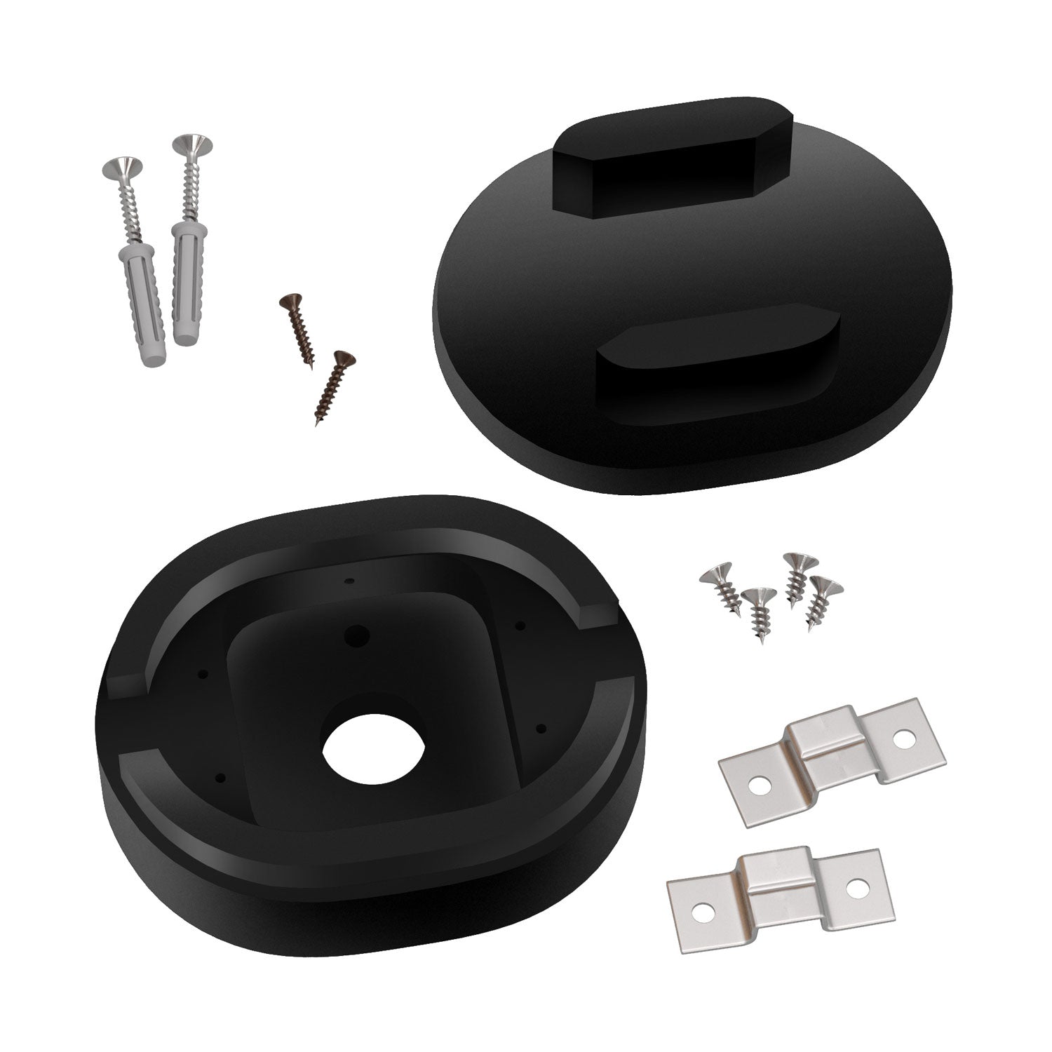 Rosone ovale in legno con 2 fori laterali per cavo per catenaria e sistema Filé. Made in Italy - Nero