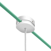 Rosone ovale in legno con un foro centrale e 2 fori laterali per cavo per catenaria e sistema Filé. Made in Italy - Bianco