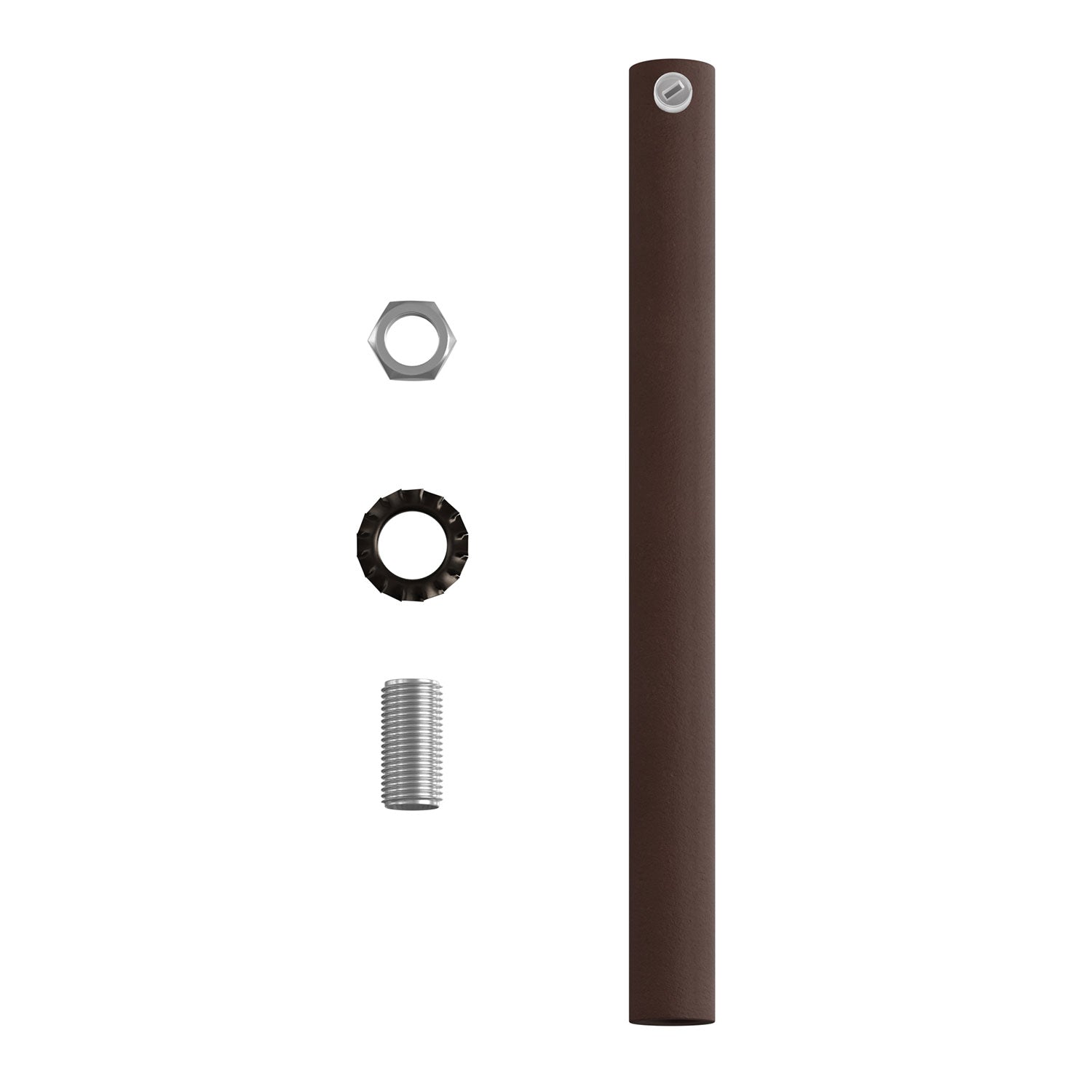 Serracavo cilindrico in metallo lunghezza 15 cm completo di tige, dado e rondella - Ruggine scura verniciata