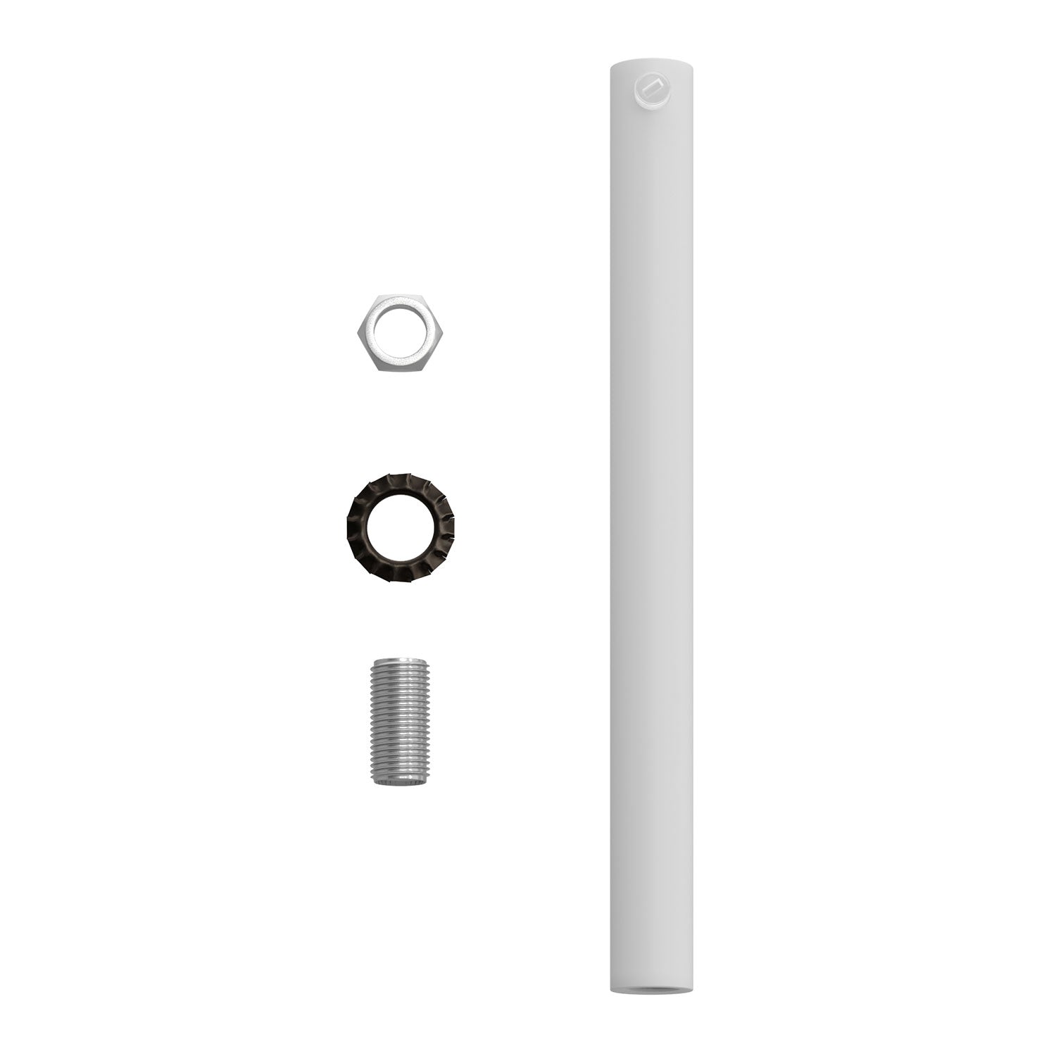 Serracavo cilindrico in metallo lunghezza 15 cm completo di tige, dado e rondella - Bianco