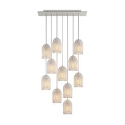 Lampada a sospensione a 11 cadute con XXL Rose-One rettangolare 675 mm con paralume in metallo Ghostbell - Bianco opaco