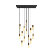 Lampada a sospensione a 14 cadute con XXL Rose-One rettangolare 675 mm con finiture in metallo - Nero opaco