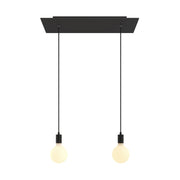 Lampada a sospensione a 2 cadute con XXL Rose-One rettangolare 675 mm con finiture in metallo - Nero opaco