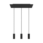 Lampada a sospensione a 3 cadute con XXL Rose-One rettangolare 675 mm con paralume in metallo Tub-E14 - Nero opaco