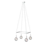 Lampadario Cage a 4 cadute Globo - Bianco opaco