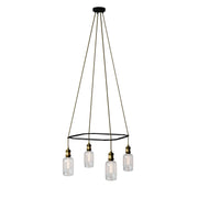 Lampadario Cage a 4 cadute Crystal - Ottone