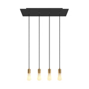 Lampada a sospensione a 4 cadute con XXL Rose-One rettangolare 675 mm con finiture in metallo - Nero opaco