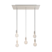 Lampada a sospensione a 5 cadute con XXL Rose-One rettangolare 675 mm con finiture in metallo - Bianco opaco